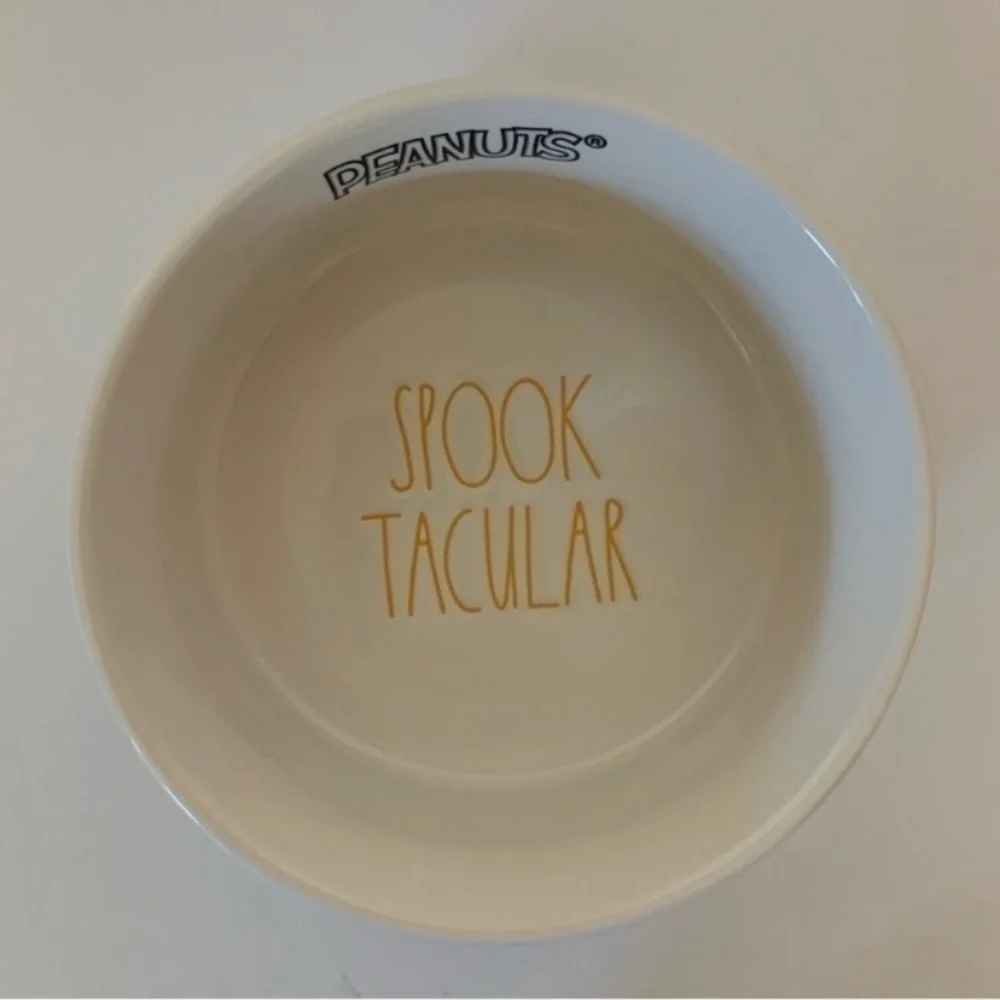 NWT. RAE DUNN X PEANUTS Halloween Dog Bowl with Snoopy and Woodstock